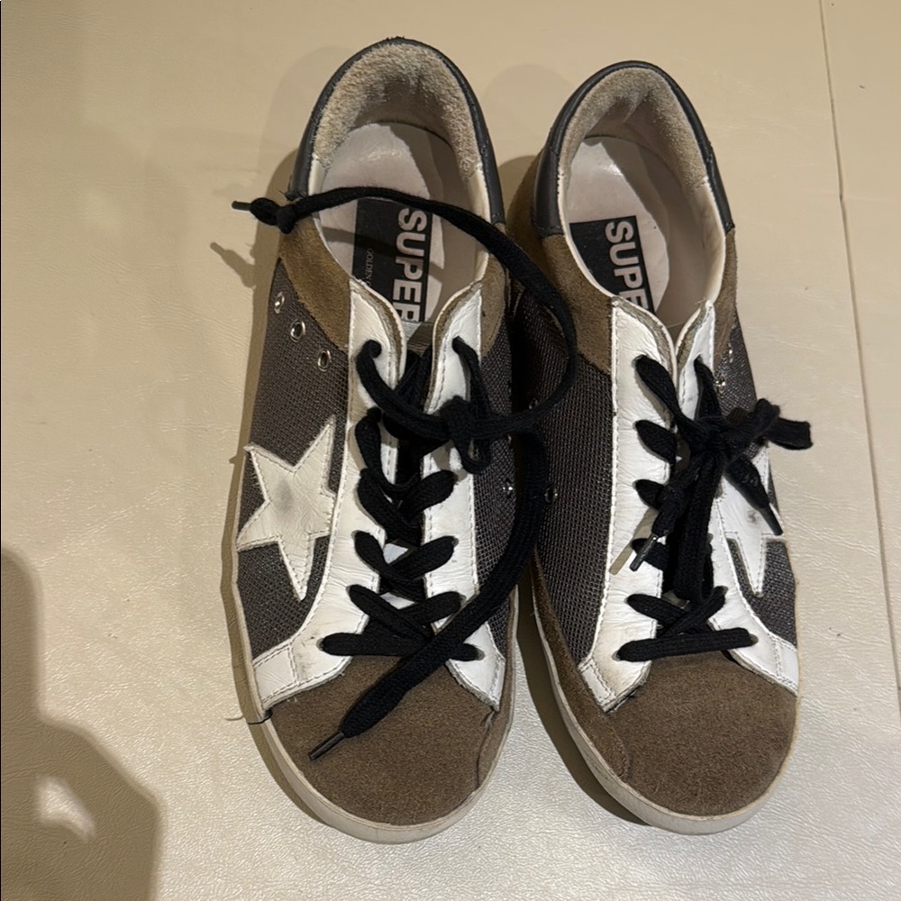 Golden Goose Superstar Brown and White Sneakers - Size 38